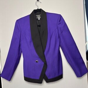 Vintage virgin wool Chic Women's Purple and Black Blazer